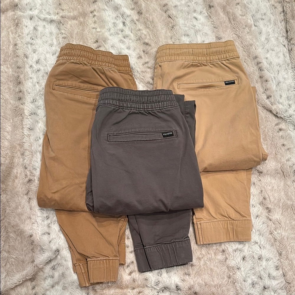 SET OF 3 Hollister Tan Khaki and Gray Skinny Joggers Men’s size M - Picture 2 of 3